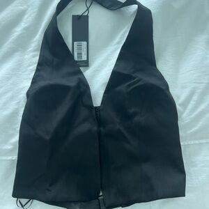 Lioness Black Backless Bustier Blouse